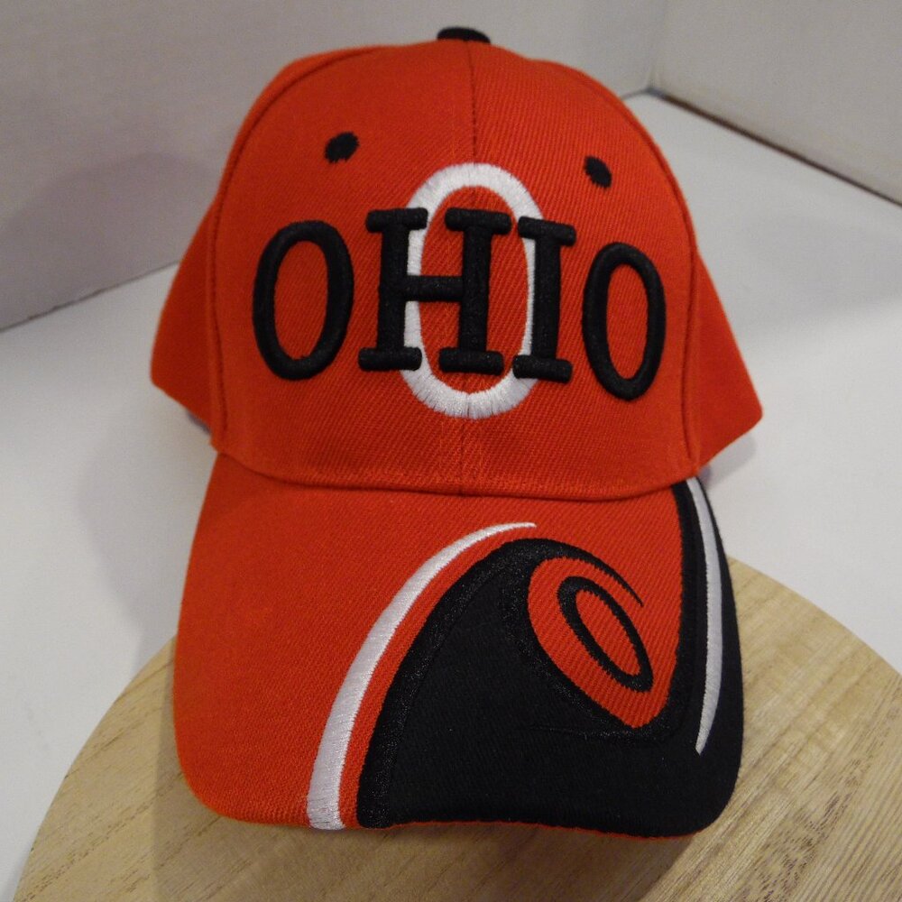 OHIO Hook & Loop adjustable Adult Hat  Awesome Red Color